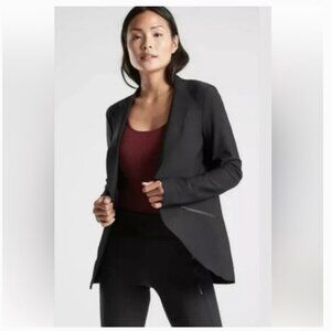 ATHLETA Interstellar Blazer, Zip Pocket, Snap Closure, Black, Size 10